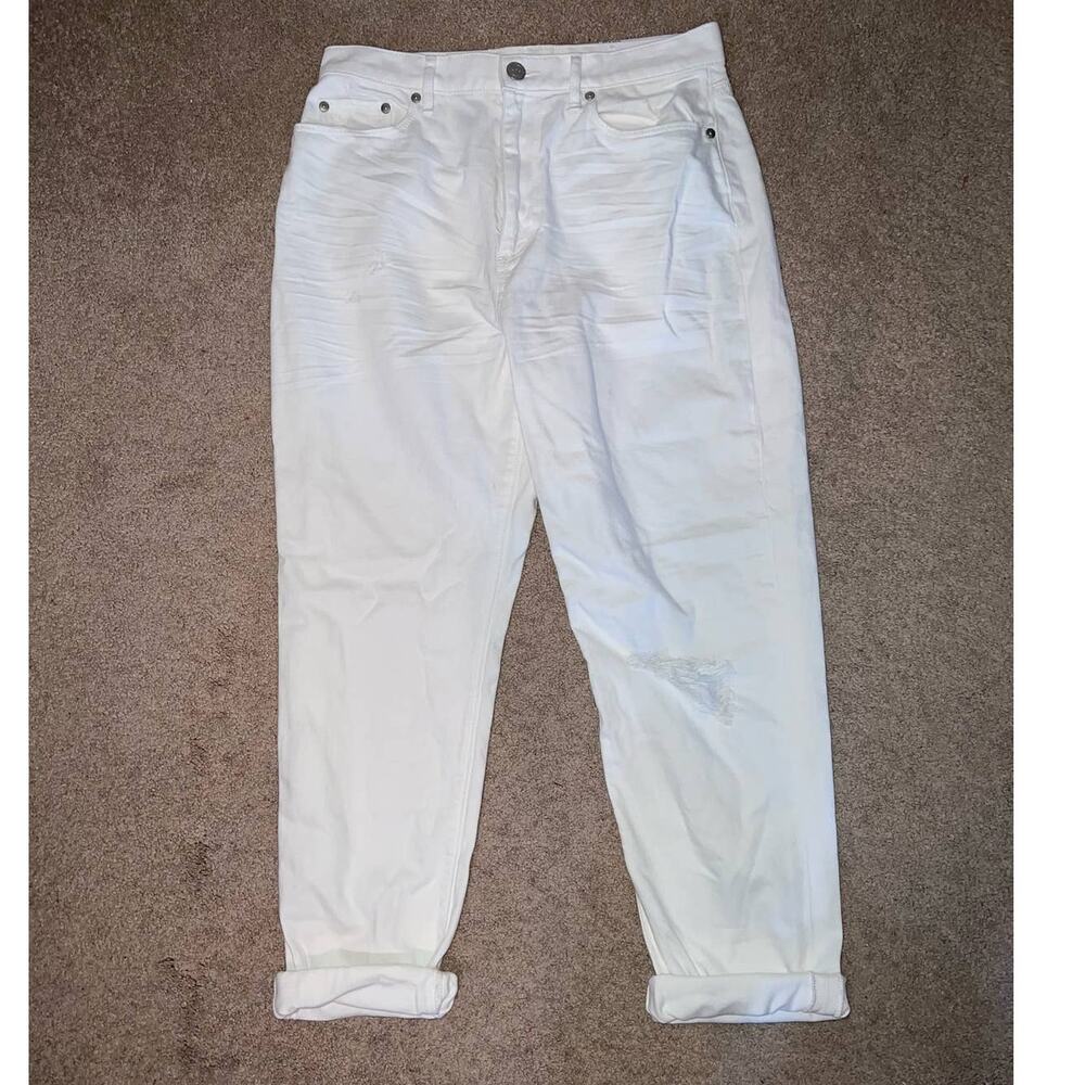 New LOFT slim pocket white distressed boyfriend jean size 6/28